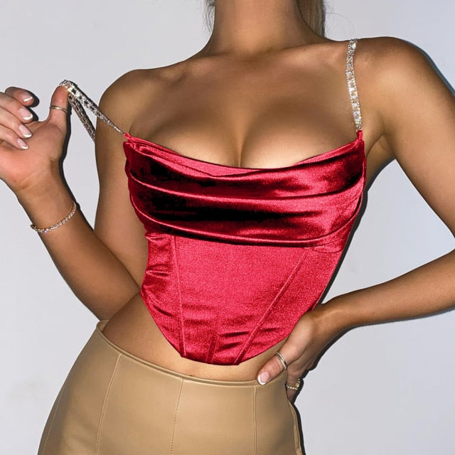 Fairytale Crystal  Strapped Satin Top