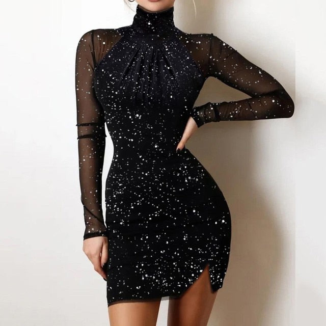 Mesh  Black Evening Dress