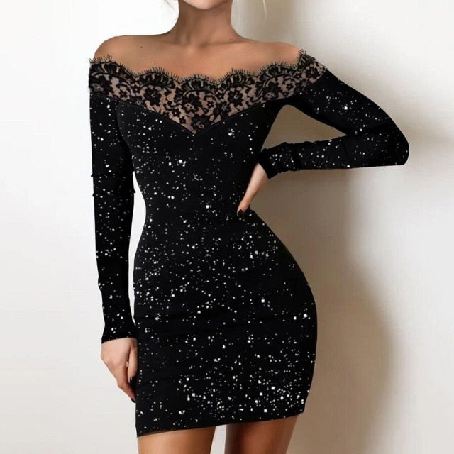 Mesh  Black Evening Dress